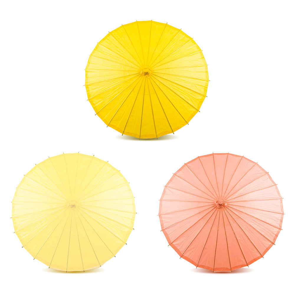 Warm Sunshine Variety Set of 3 Paper Parasols for Weddings, Parties and Décor