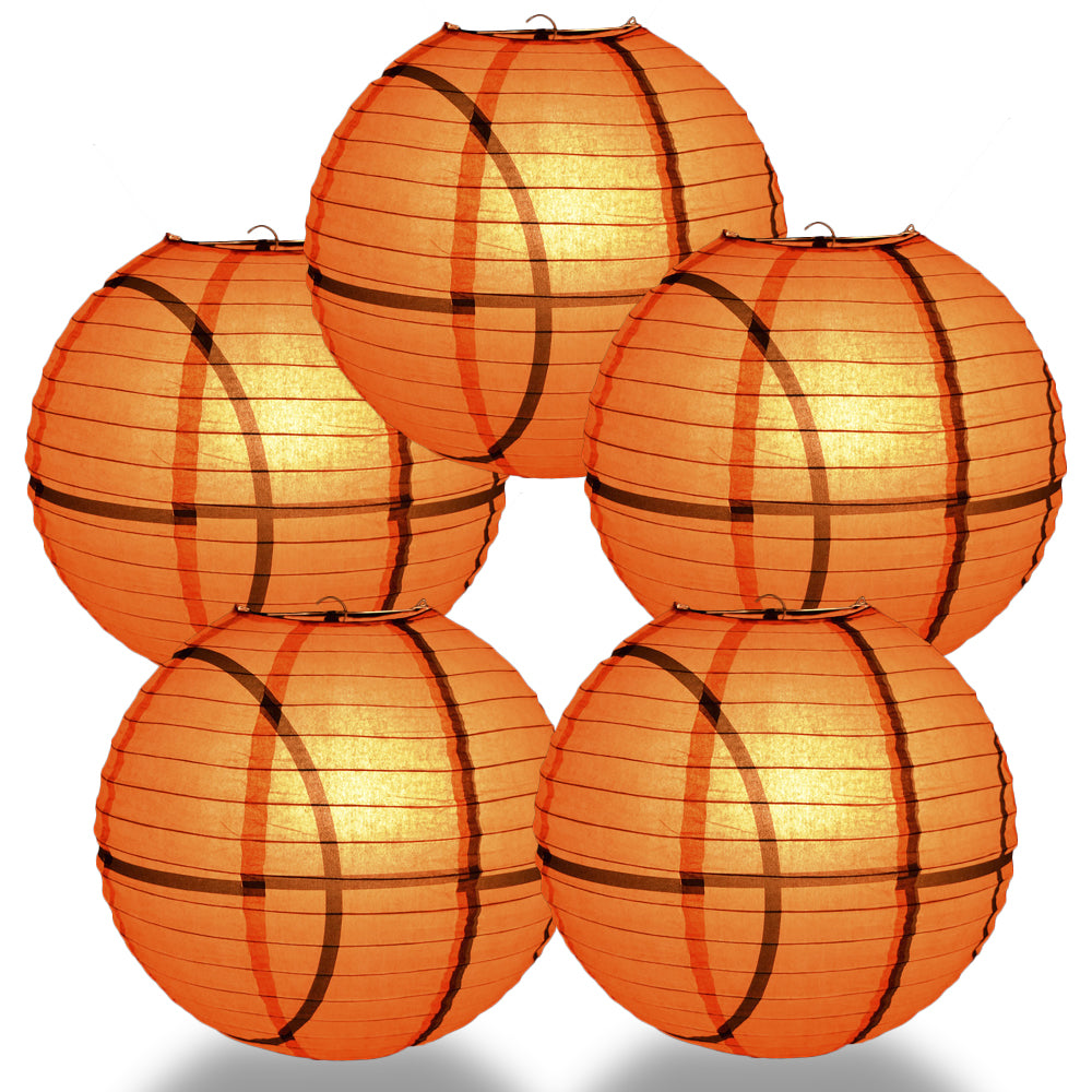 5 PACK | Basketball Paper Lantern Shaped Sports Hanging Decoration - PaperLanternStore.com - Paper Lanterns, Decor, Party Lights &amp; More