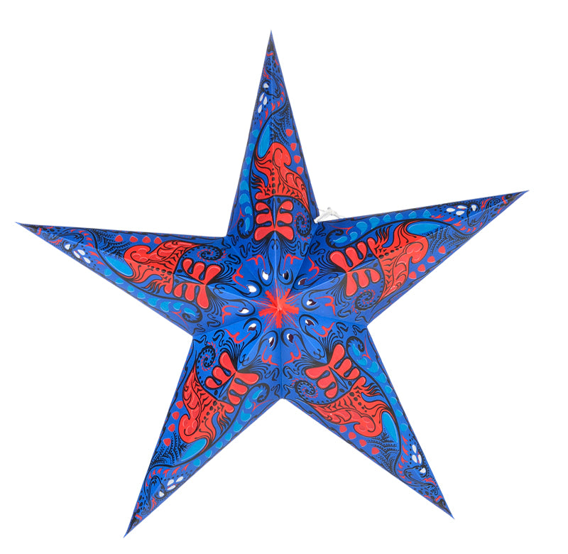 24&quot; Blue and Red Swan Paper Star Lantern, Chinese Hanging Wedding &amp; Party Decoration - PaperLanternStore.com - Paper Lanterns, Decor, Party Lights &amp; More
