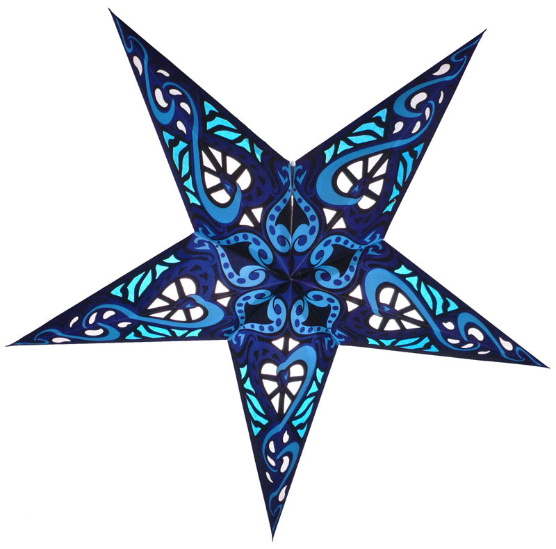 24" Blue Trance Paper Star Lantern, Chinese Hanging Wedding & Party Decoration - PaperLanternStore.com - Paper Lanterns, Decor, Party Lights & More