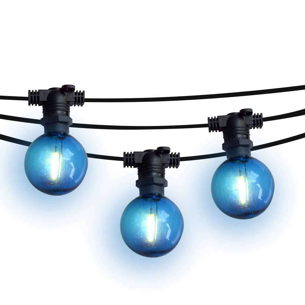 25 Socket Multi-Color Outdoor Commercial String Light Set, 29 FT Black Cord w/ 1-Watt Shatterproof LED Bulbs, Weatherproof SJTW