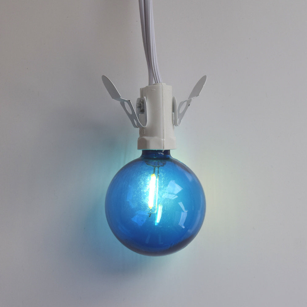 Blue LED Filament G50 Globe Shatterproof Energy Saving Color Light Bulb, Dimmable, 1W, E12 Candelabra Base