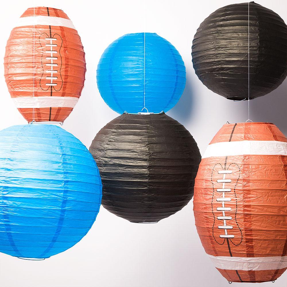 Carolina Pro Football Paper Lanterns 6pc Combo Tailgating Party Pack (Black/Turquoise) - by PaperLanternStore.com - Paper Lanterns, Decor, Party Lights & More
