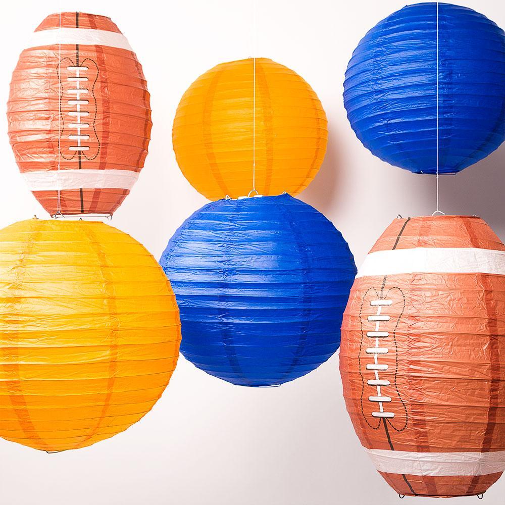 Chicago Pro Football Paper Lanterns 6pc Combo Tailgating Party Pack (Orange/Navy)  - by PaperLanternStore.com - Paper Lanterns, Decor, Party Lights & More