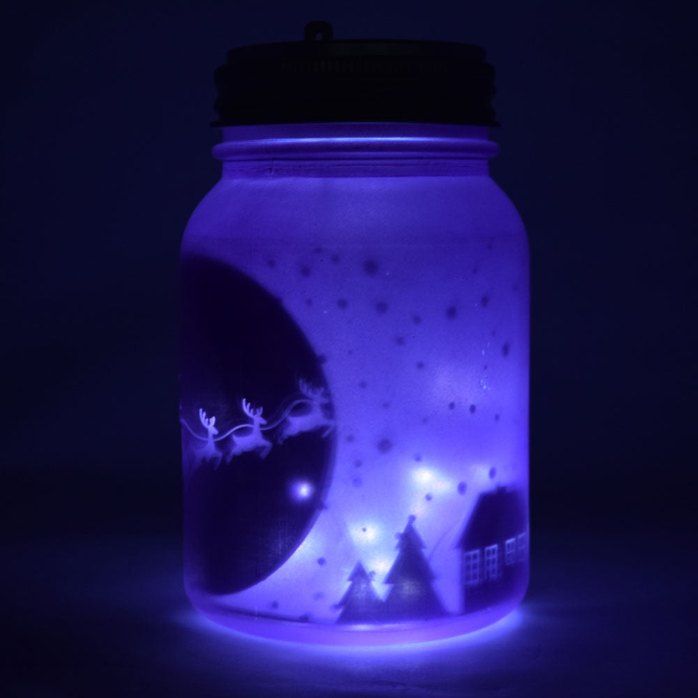 Decorative Christmas Holiday Frosted Mason Jar Luminaries Lantern Set (Battery Operated, 4 PACK) - COMPLETE KIT - PaperLanternStore.com - Paper Lanterns, Decor, Party Lights & More