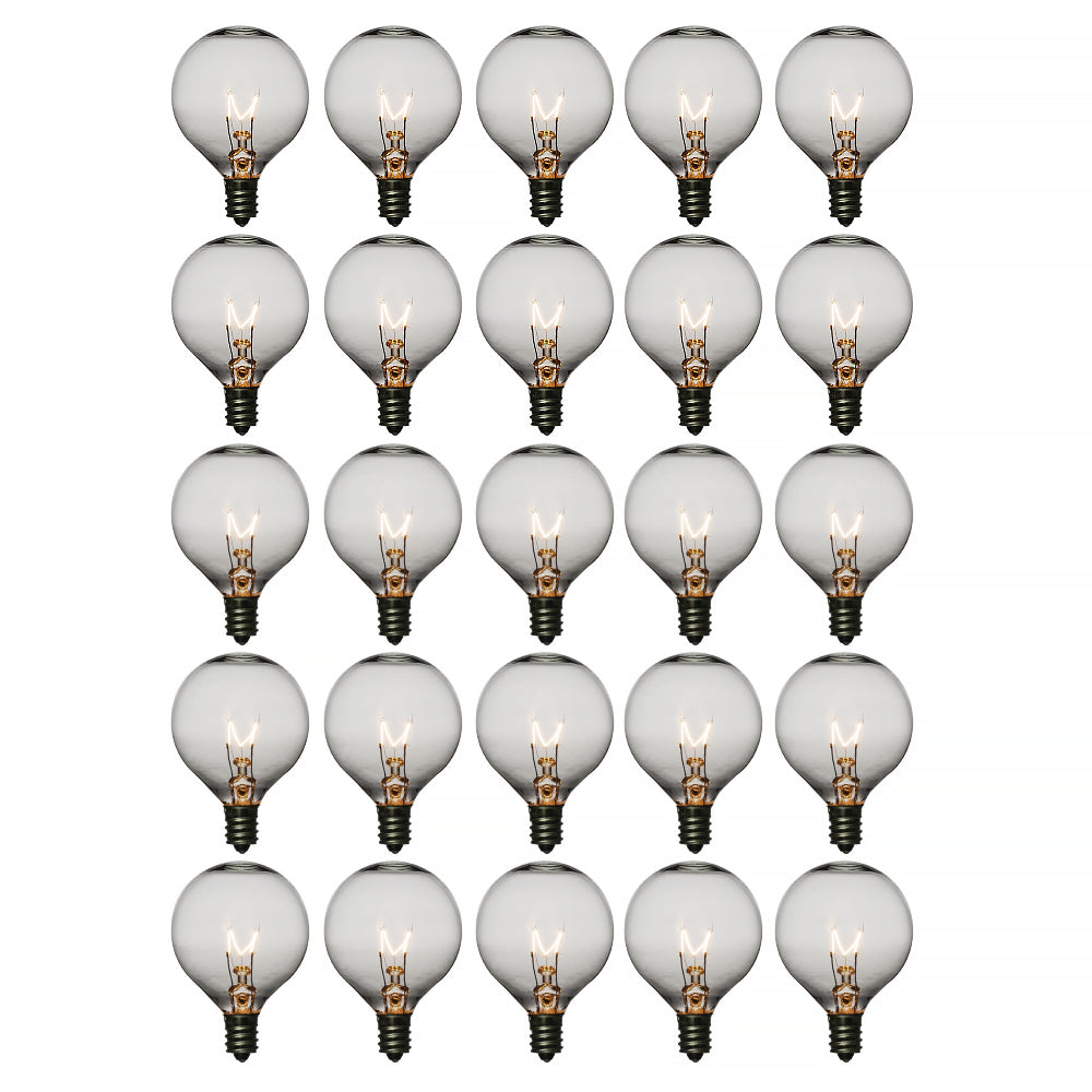 Clear 5-Watt Incandescent G40 Globe Light Bulbs, E12 Base (25 PACK) - PaperLanternStore.com - Paper Lanterns, Decor, Party Lights & More