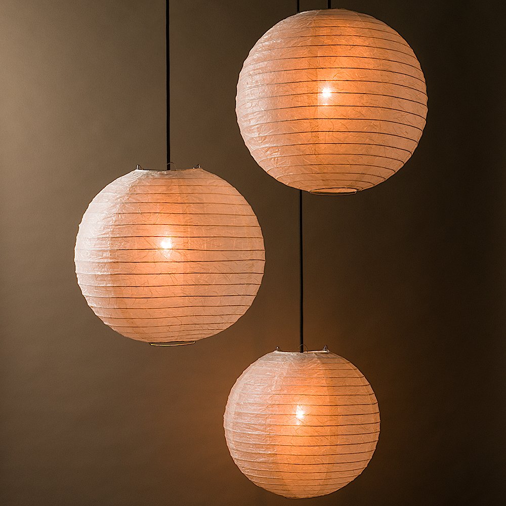 BULK PACK (3) 12" Phoenix Feather Japanese Kozo Unryu Fibrous Paper Lantern Shade, Hanging Decoration - PaperLanternStore.com - Paper Lanterns, Decor, Party Lights & More