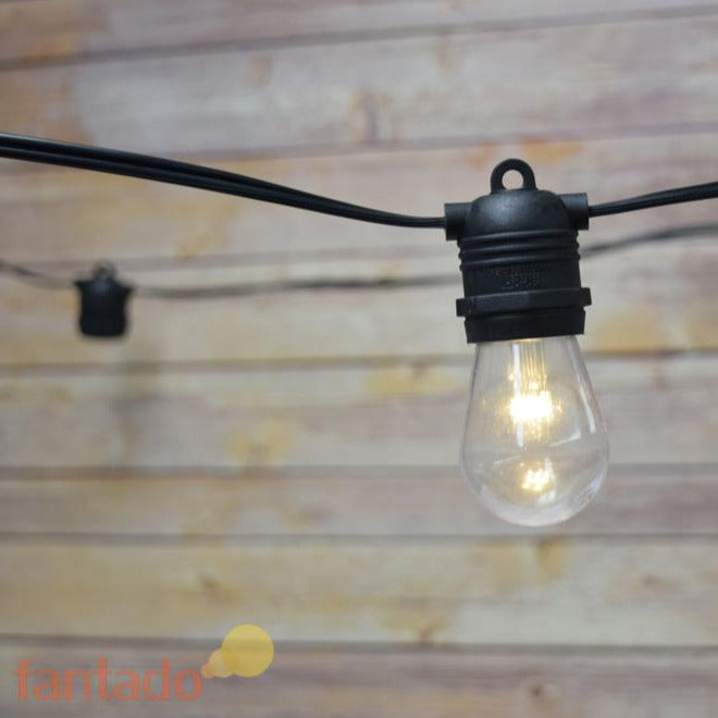 10 Socket Outdoor Commercial String Light Set, Shatterproof LED Light Bulbs Warm White, 21 FT Black Cord, Weatherproof - PaperLanternStore.com - Paper Lanterns, Decor, Party Lights &amp; More