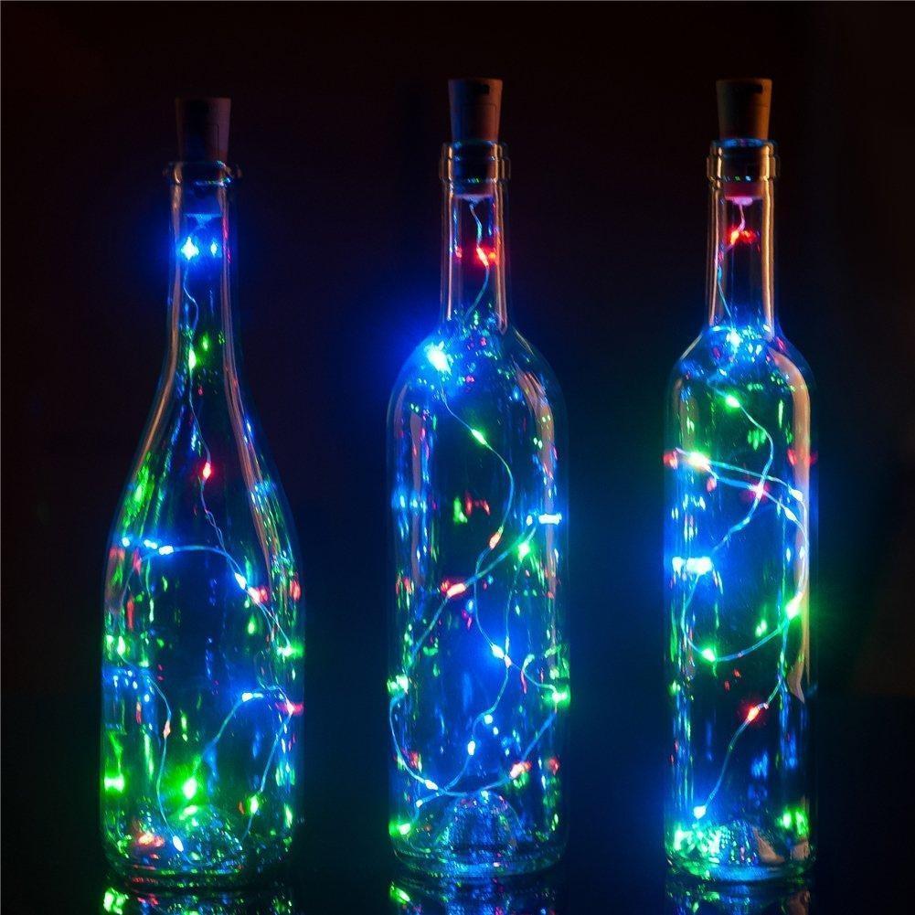 3 Pack | 3 Ft 20 Super Bright RGB LED Battery Operated Wine Bottle lights With Cork DIY Fairy String Light For Home Wedding Party Decoration - PaperLanternStore.com - Paper Lanterns, Decor, Party Lights & More