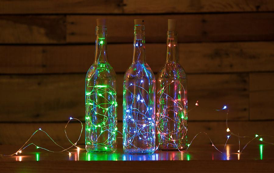 3Ft Battery Powered 20 LED RGB Cork Wine Bottle Lights DIY Fairy String Lights Table Centerpiece Decoration