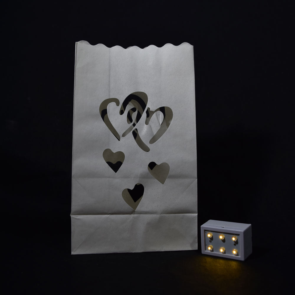Double Heart Paper Luminaries / Luminary Lantern Bags Path Lighting (10 PACK) - PaperLanternStore.com - Paper Lanterns, Decor, Party Lights & More