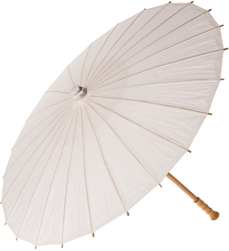 BULK PACK (10) 32&quot; Wedding White Paper Parasol Umbrellas with Elegant Handle - PaperLanternStore.com - Paper Lanterns, Decor, Party Lights &amp; More