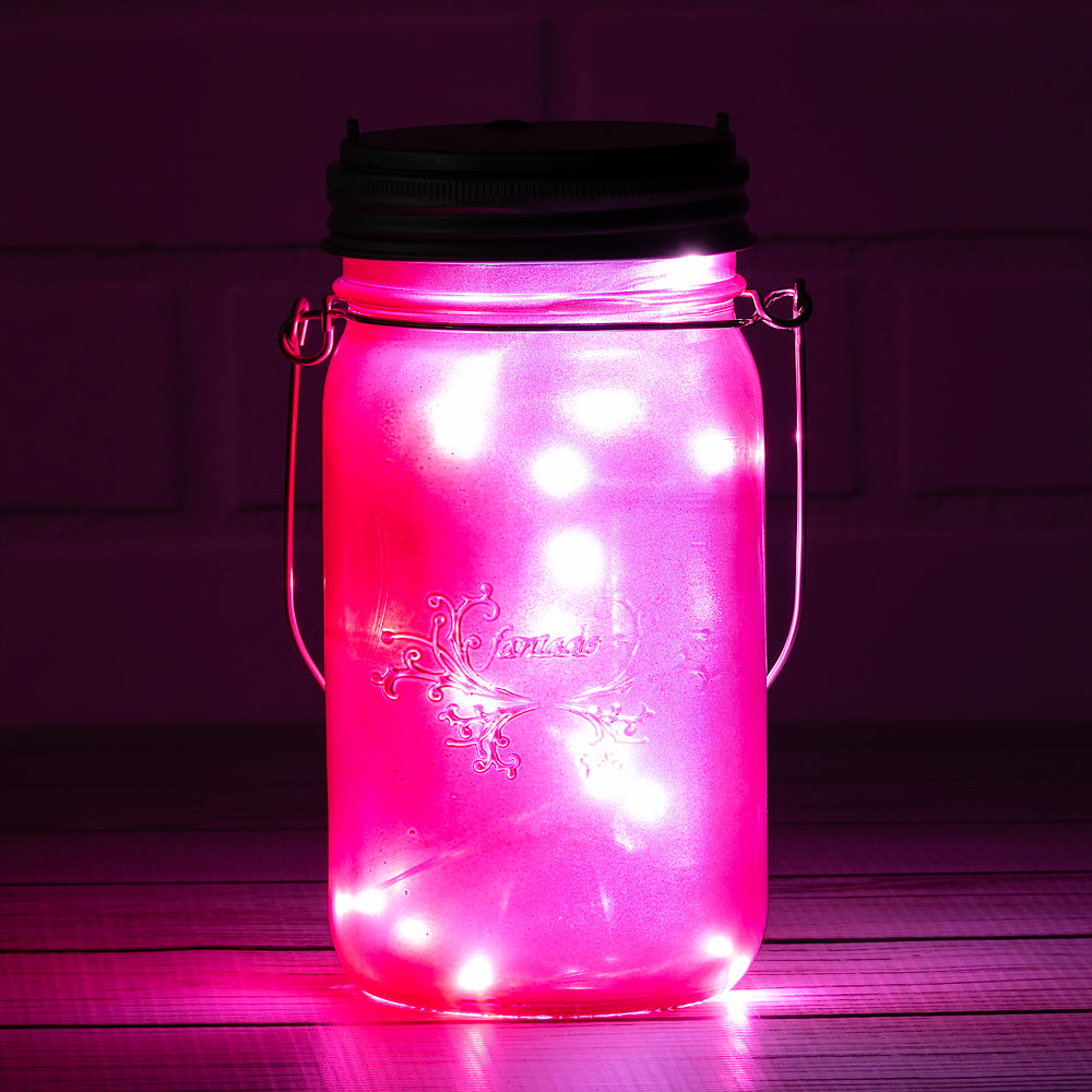 (3-Pack) Fantado Wide Mouth Frosted Fuchsia / Hot Pink Mason Jar w/ Handle, 32oz - PaperLanternStore.com - Paper Lanterns, Decor, Party Lights &amp; More