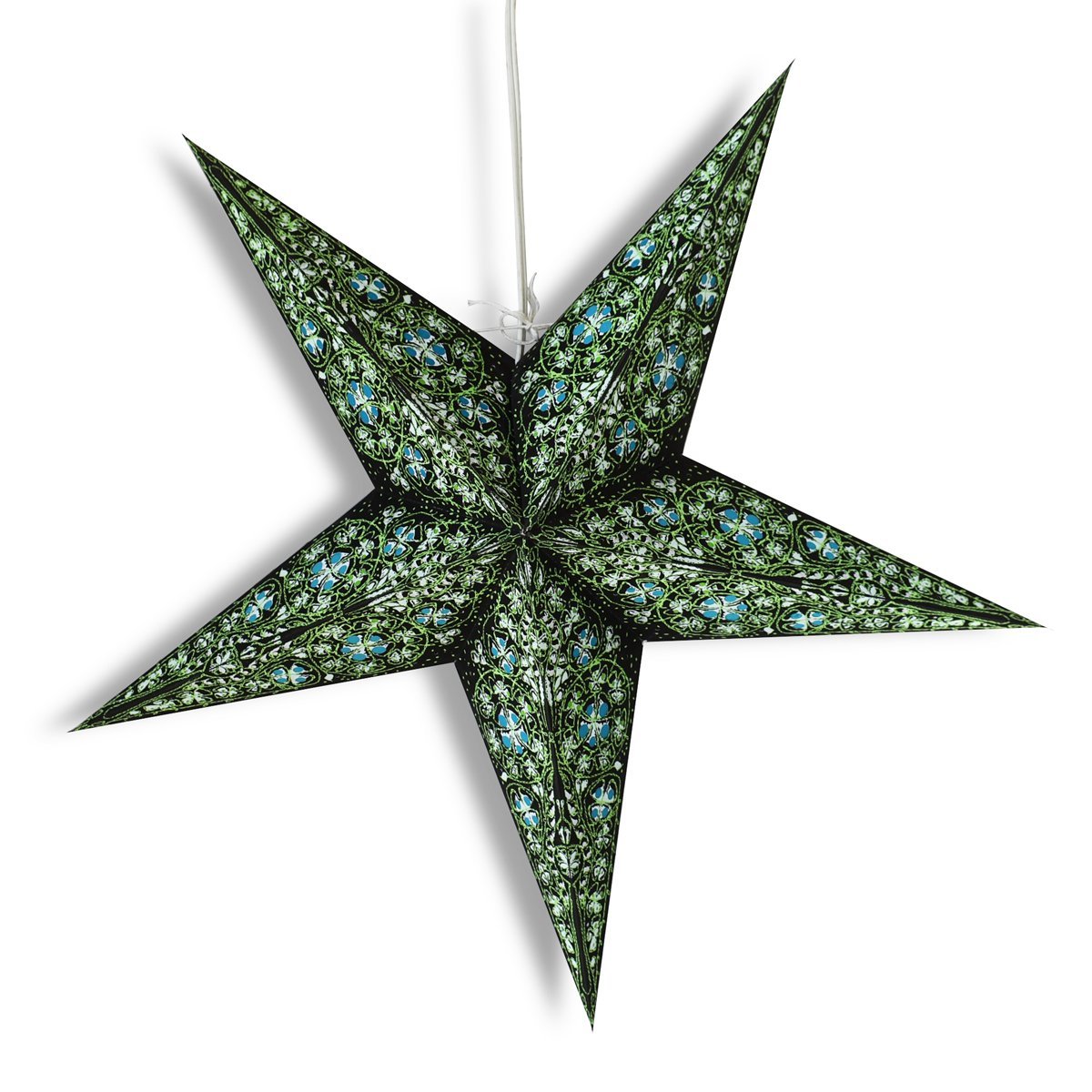 24" Green / Black Garden Paper Star Lantern, Hanging Wedding & Party Decoration - PaperLanternStore.com - Paper Lanterns, Decor, Party Lights & More