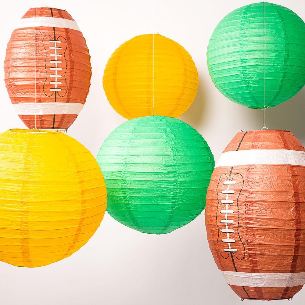 Green Bay Pro Football Paper Lanterns 6pc Combo Tailgating Party Pack (Green/Yellow) - by PaperLanternStore.com - Paper Lanterns, Decor, Party Lights & More