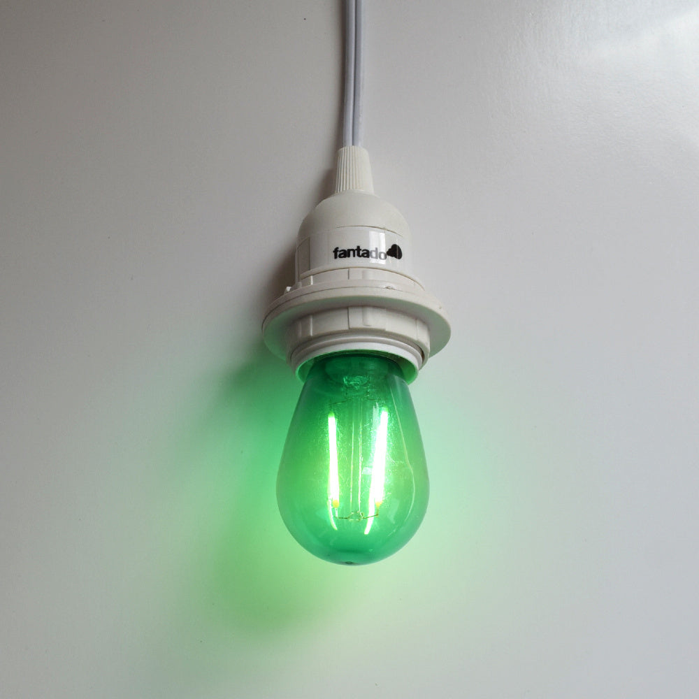 Green LED Filament S14 Shatterproof Energy Saving Color Light Bulb, Dimmable, 2W, E26 Medium Base