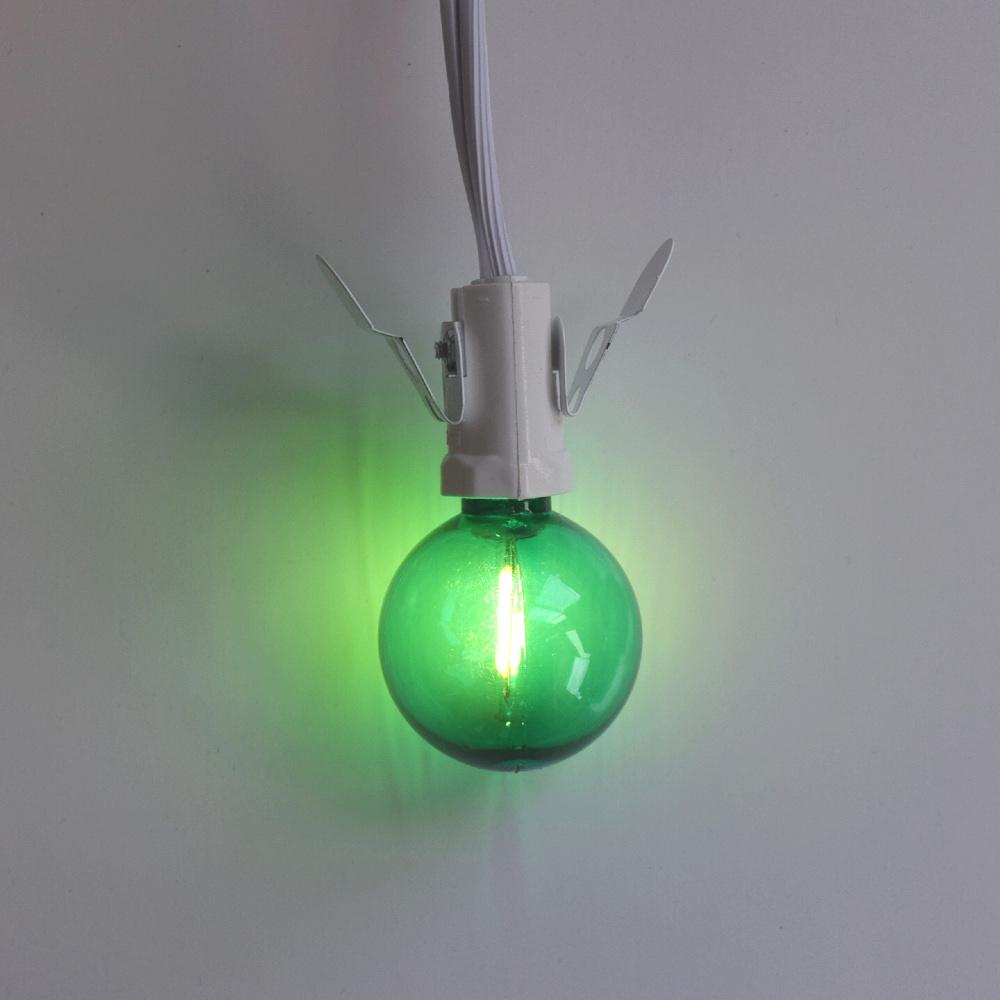 10-PACK Green LED Filament G40 Globe Shatterproof Energy Saving Color Light Bulb, Dimmable, 1W, E12 Candelabra Base