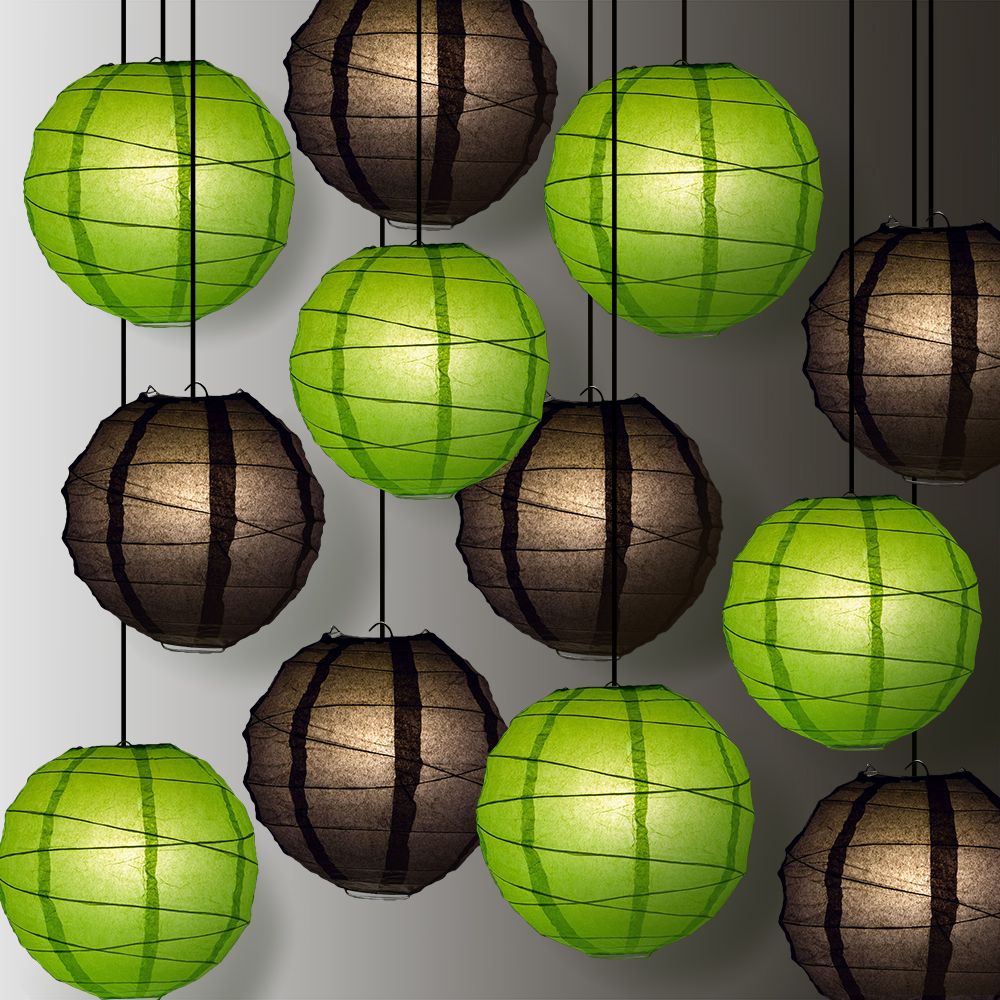 Halloween 12-Piece Black / Green Paper Lantern Party Pack Set, Assorted Hanging Decoration - PaperLanternStore.com - Paper Lanterns, Decor, Party Lights & More