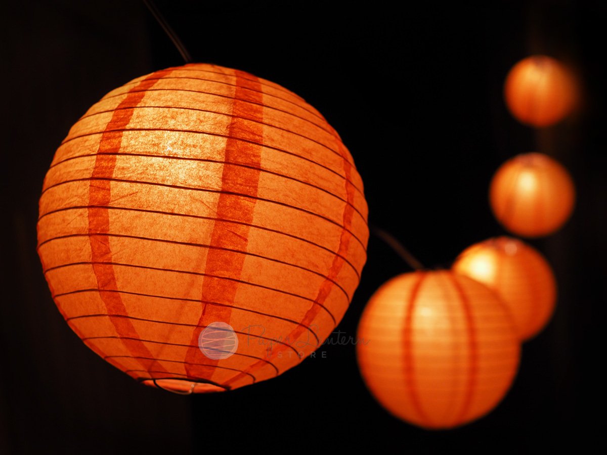 16" Halloween Jack-O-Lantern Pumpkin Paper Lantern String Light Kids Decorating Party DIY Kit (31 FT, EXPANDABLE, Black Cord) - PaperLanternStore.com - Paper Lanterns, Decor, Party Lights & More