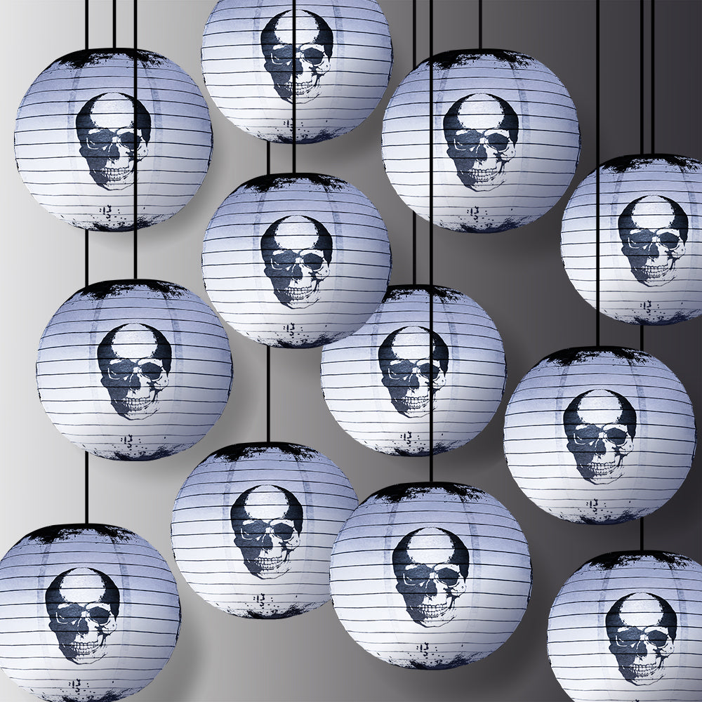 12 PACK | 14" Halloween Skull Skeleton Face Paper Lantern, Hanging Decoration - PaperLanternStore.com - Paper Lanterns, Decor, Party Lights & More