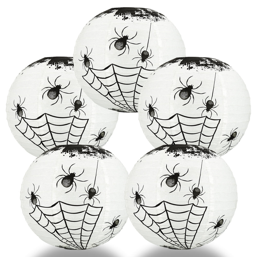 5 PACK | 14&quot; Halloween Spiders Spooky Bug Webs Paper Lantern, Hanging Decoration - PaperLanternStore.com - Paper Lanterns, Decor, Party Lights &amp; More