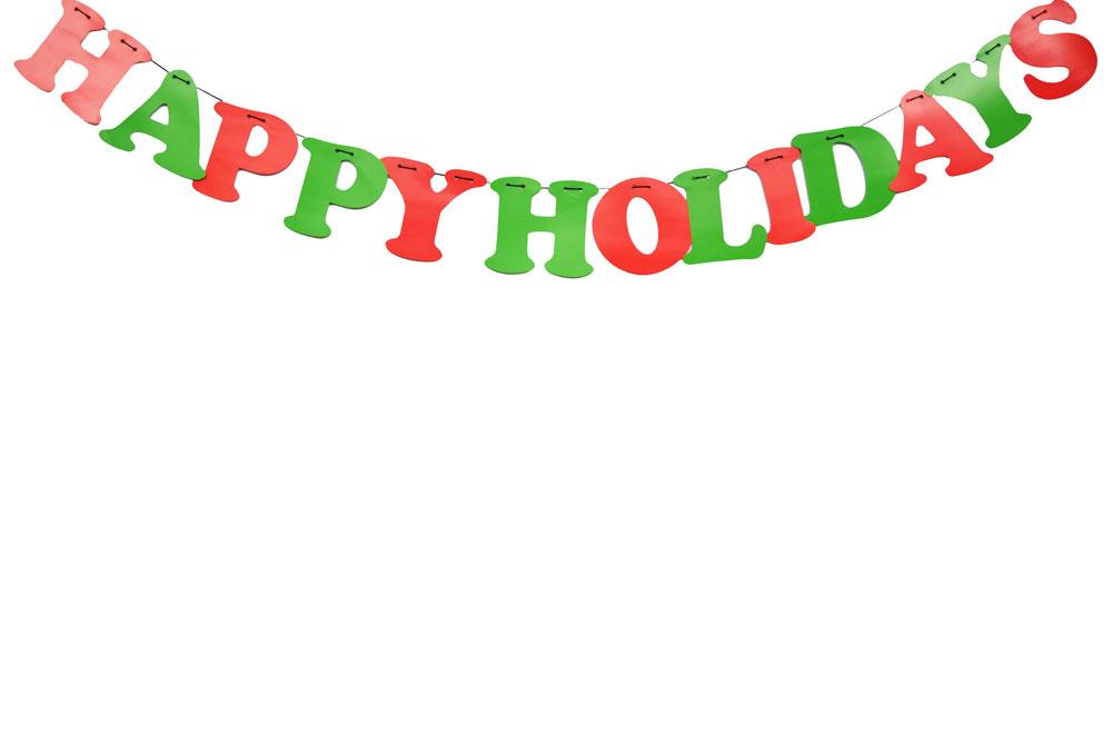 Happy Holidays Party Paper Letter Garland Banner (10FT) - PaperLanternStore.com - Paper Lanterns, Decor, Party Lights &amp; More