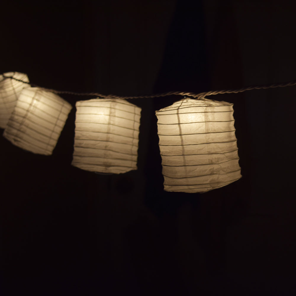 White Hako Box Shaped Paper Lantern String String Lights (8FT) (UL Listed) - PaperLanternStore.com - Paper Lanterns, Decor, Party Lights & More