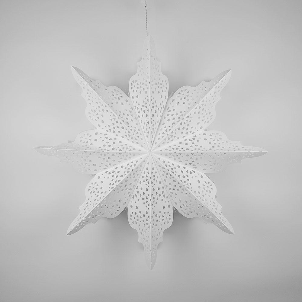 Pizzelle Paper Star Lantern (29-Inch, Bright White, Holiday Moroccan Snowflake Design) - Great With or Without Lights - Holiday and Snowflake Decorations - PaperLanternStore.com - Paper Lanterns, Decor, Party Lights & More
