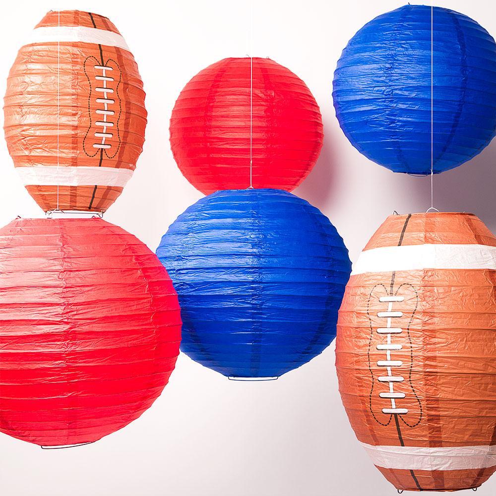 Houston Pro Football Paper Lanterns 6pc Combo Tailgating Party Pack (Red/Navy) - by PaperLanternStore.com - Paper Lanterns, Decor, Party Lights & More
