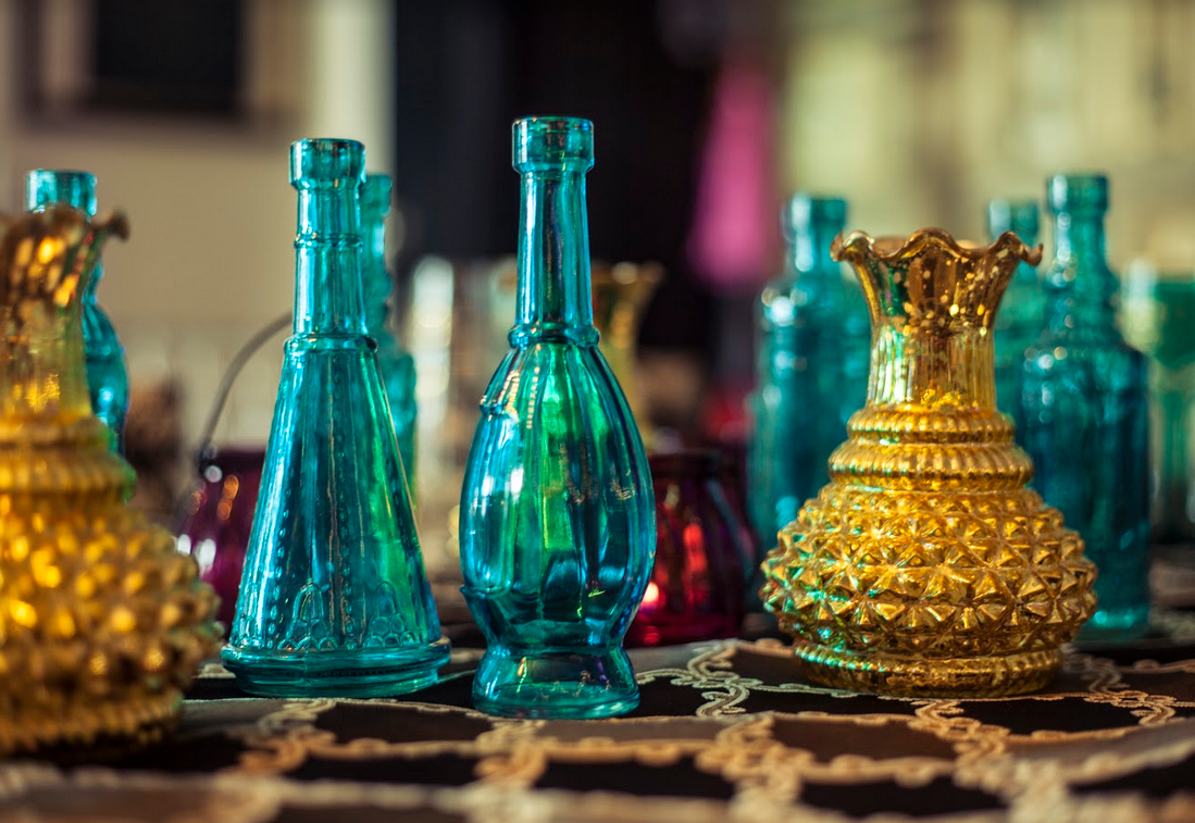 6.5" Vera Turquoise Vintage Glass Bottle with Cork - DIY Wedding Flower & Bud Vases - PaperLanternStore.com - Paper Lanterns, Decor, Party Lights & More