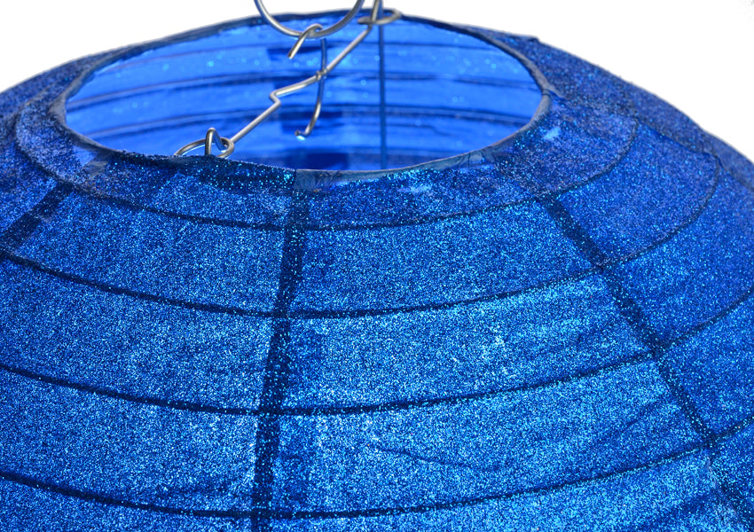 12&quot; Dark Blue Glitter Round Paper Lantern, Chinese Hanging Wedding &amp; Party Decoration - PaperLanternStore.com - Paper Lanterns, Decor, Party Lights &amp; More