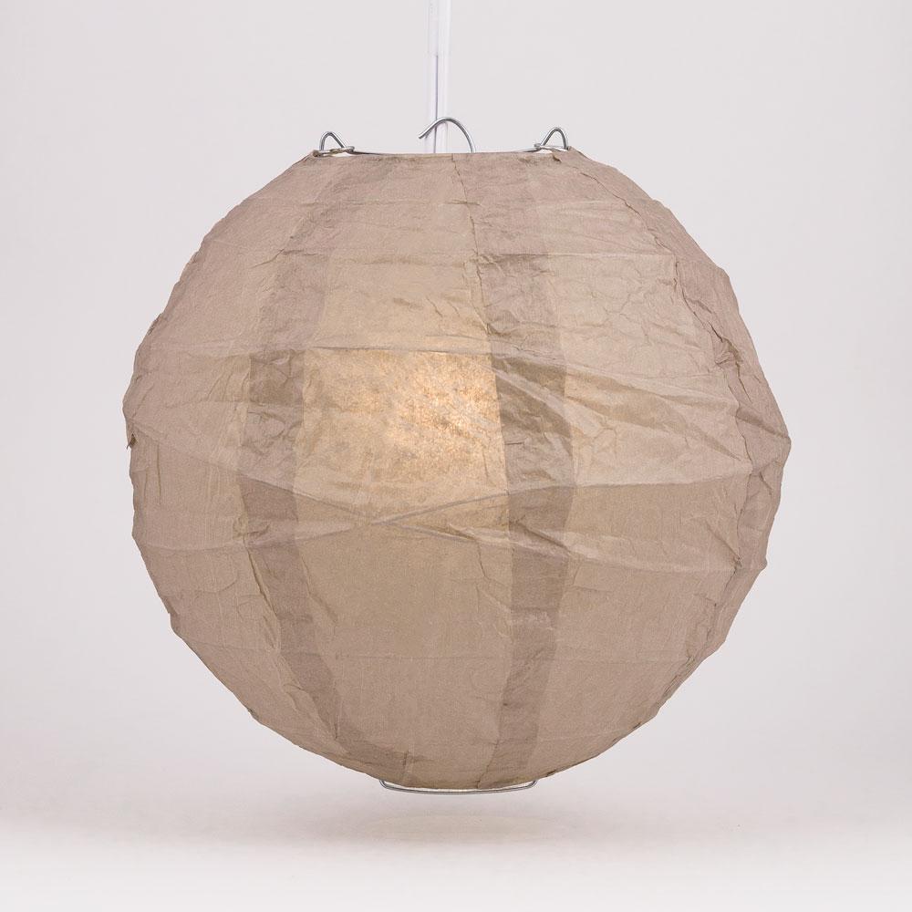 5-PACK 16&quot; Dusty Sand Rose Round Paper Lantern, Crisscross Ribbing, Chinese Hanging Wedding &amp; Party Decoration