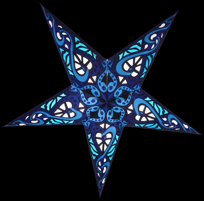24" Blue Trance Paper Star Lantern, Chinese Hanging Wedding & Party Decoration - PaperLanternStore.com - Paper Lanterns, Decor, Party Lights & More