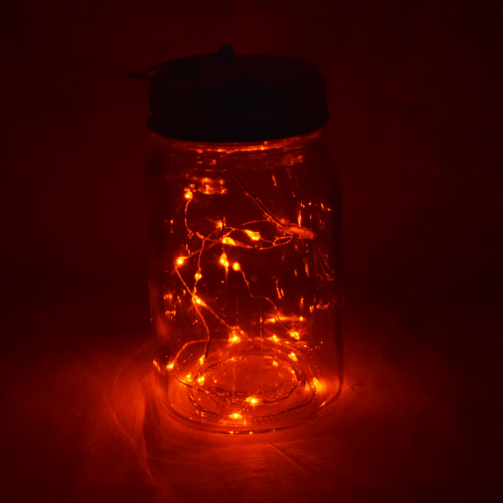 Fantado Wide Mouth Clear Mason Jar Light w/ Hanging Orange Fairy LED Kit - PaperLanternStore.com - Paper Lanterns, Decor, Party Lights &amp; More