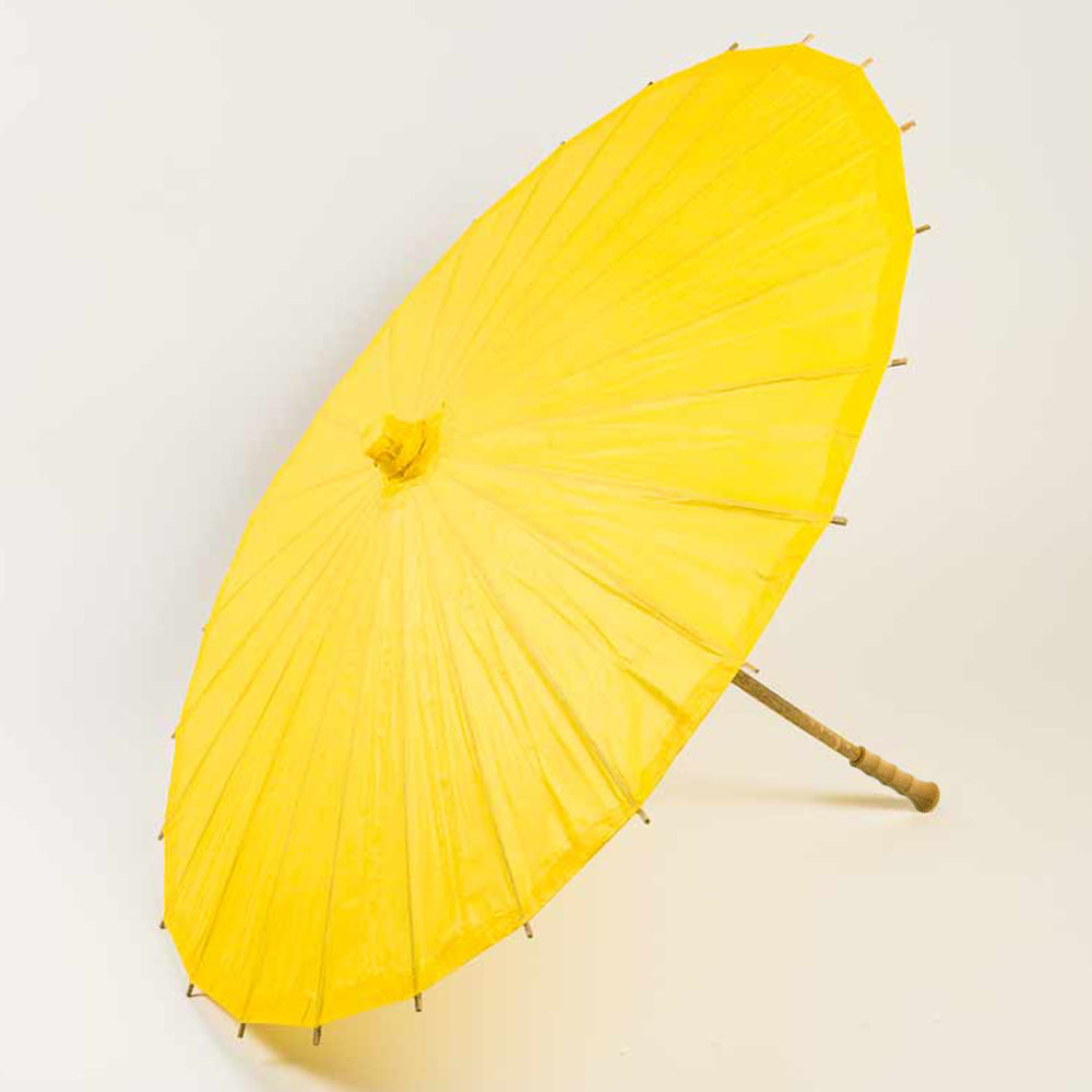 32&quot; Yellow Paper Parasol Umbrella with Elegant Handle
