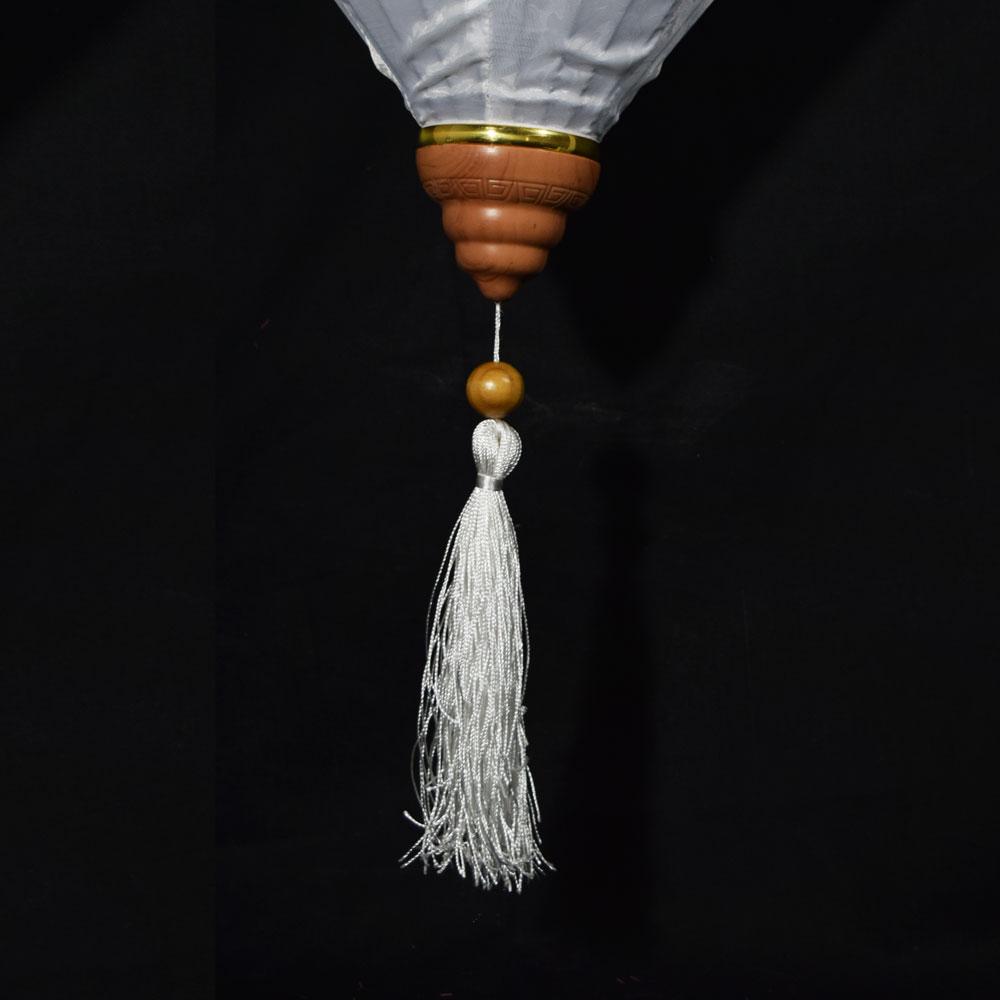 Medium White Vietnamese Silk Lantern, Garlic Umbrella Shaped - PaperLanternStore.com - Paper Lanterns, Decor, Party Lights &amp; More