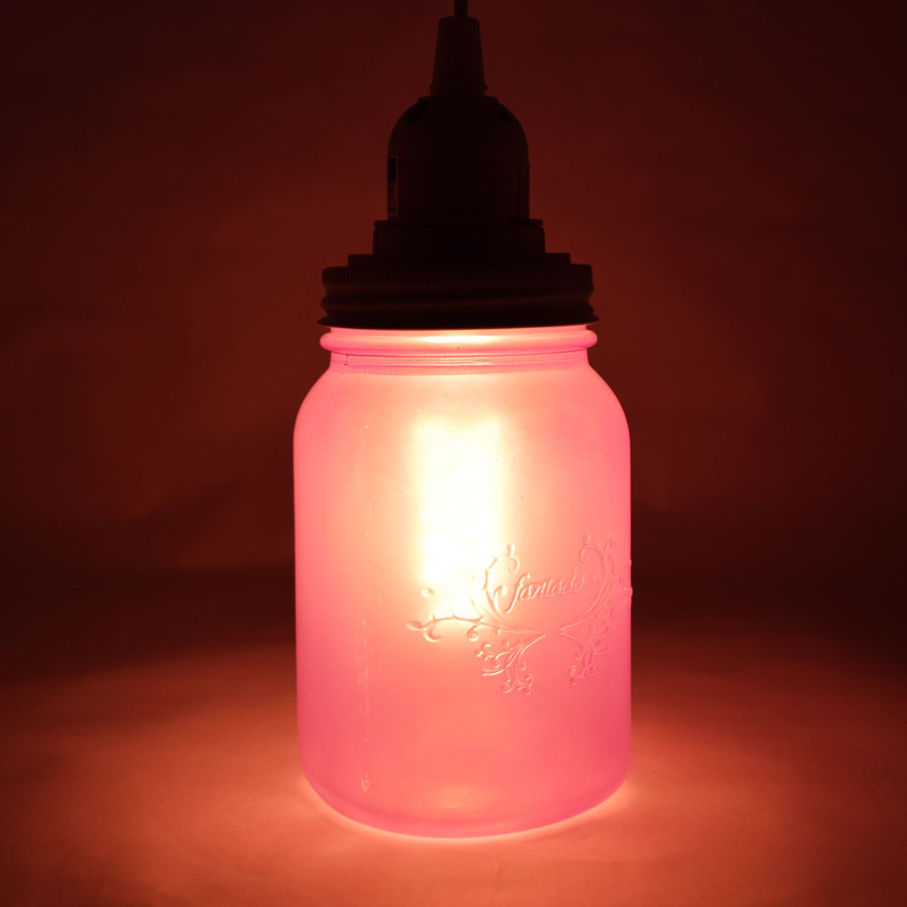 Fantado Frosted Lavender Mason Jar Pendant Light Kit, Wide Mouth, Clear Cord, 15FT - PaperLanternStore.com - Paper Lanterns, Decor, Party Lights &amp; More