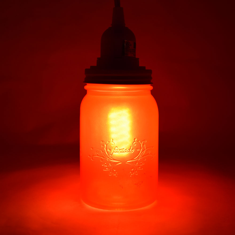 Fantado Frosted Fuchsia / Hot Pink Mason Jar Pendant Light Kit, Wide Mouth, White Cord, 15FT - PaperLanternStore.com - Paper Lanterns, Decor, Party Lights & More