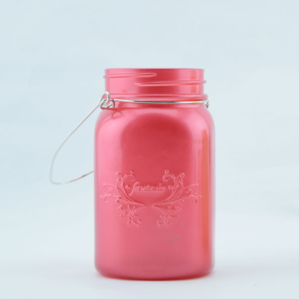 Fantado Frosted Fuchsia / Hot Pink Mason Jar Pendant Light Kit, Wide Mouth, Clear Cord, 15FT - PaperLanternStore.com - Paper Lanterns, Decor, Party Lights &amp; More