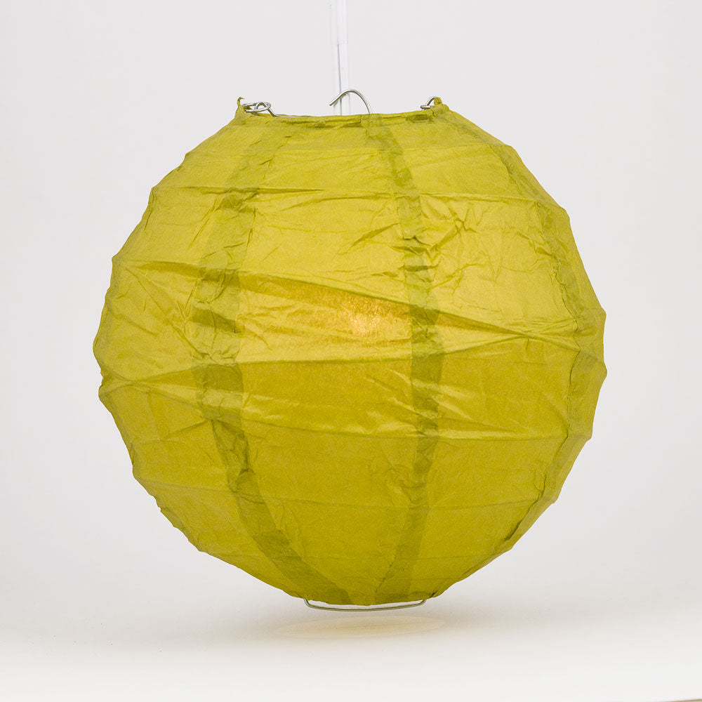 14&quot; Chartreuse Yellow Green Round Paper Lantern, Crisscross Ribbing, Chinese Hanging Wedding &amp; Party Decoration - PaperLanternStore.com - Paper Lanterns, Decor, Party Lights &amp; More