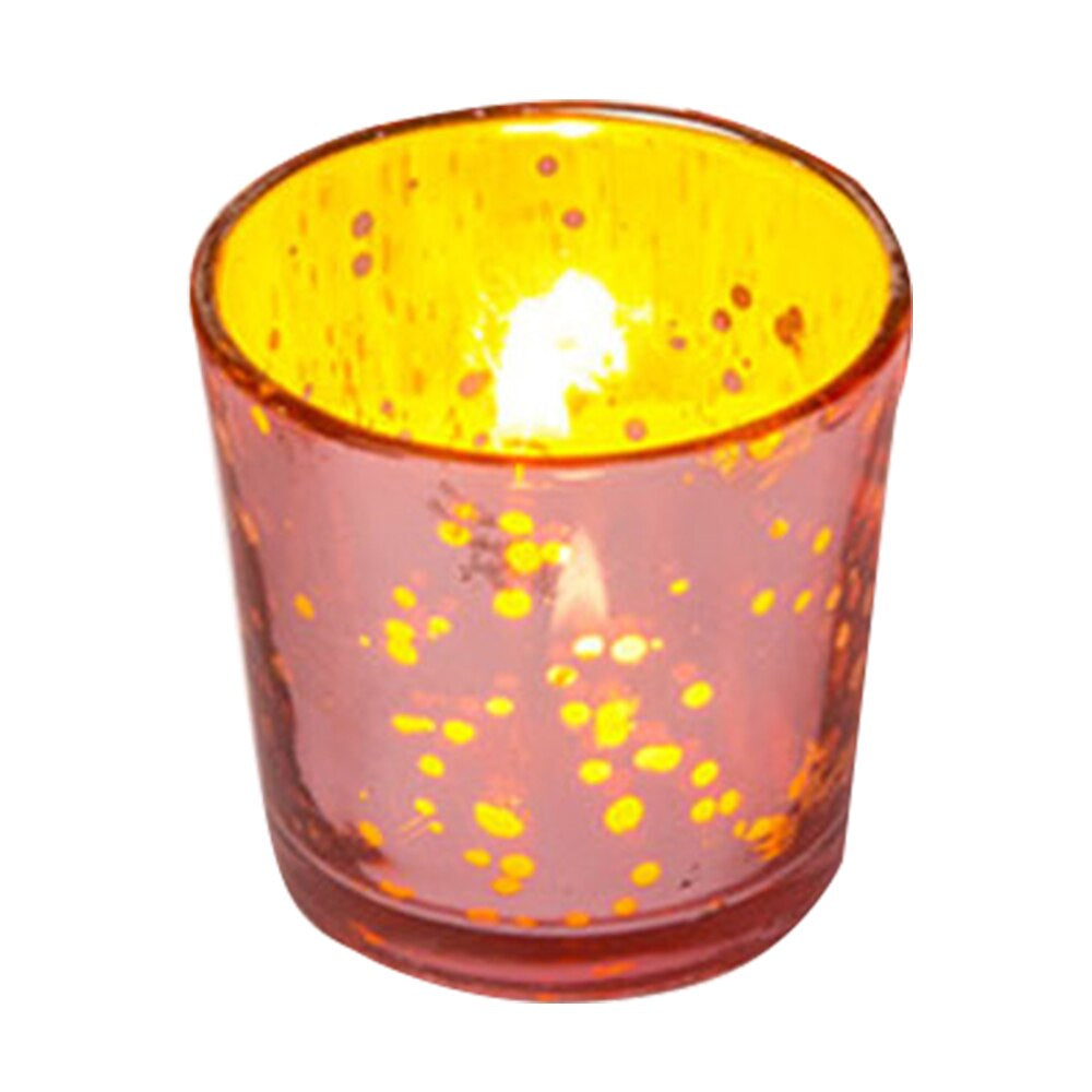 24 Pack | Vintage Mercury Glass Candle Holders (2.5-Inch, Lila Design, Liquid Motif, Rose Gold Pink) - For Use with Tea Lights - For Parties, Weddings and Homes - PaperLanternStore.com - Paper Lanterns, Decor, Party Lights & More