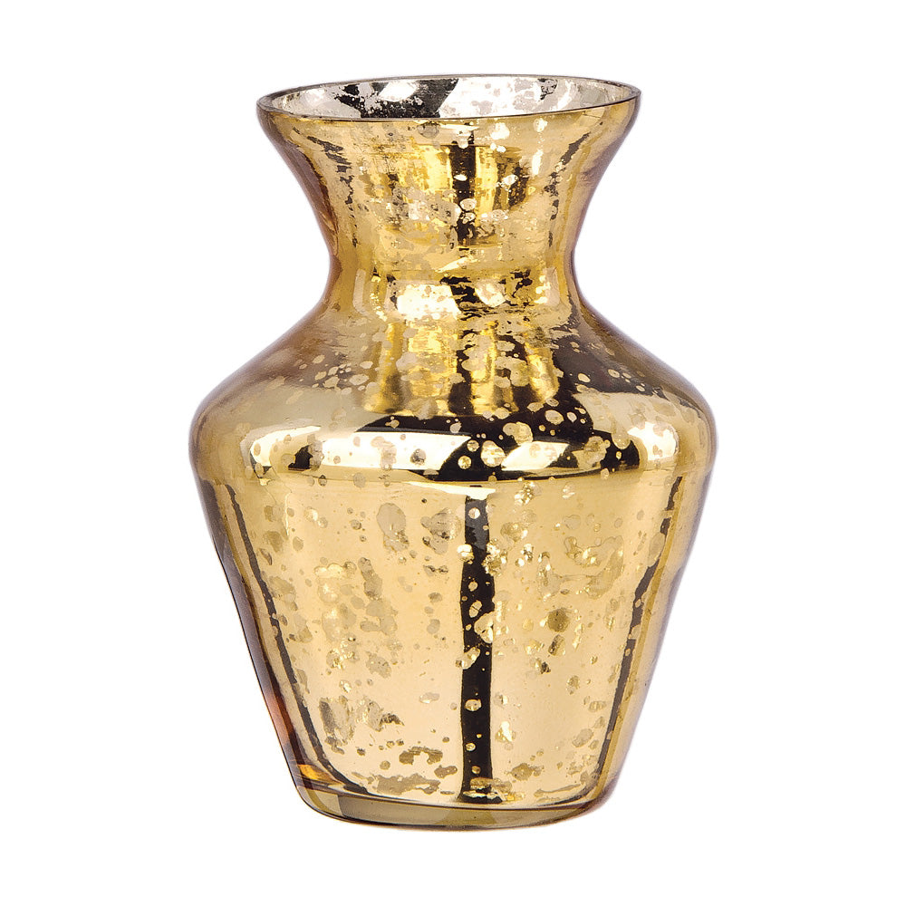 Vintage Mercury Glass Vase (4-Inch, Penelope Mini Urn Design, Gold) - Decorative Flower Vase - Home Decor, Party Decorations and Wedding Centerpieces - PaperLanternStore.com - Paper Lanterns, Decor, Party Lights & More
