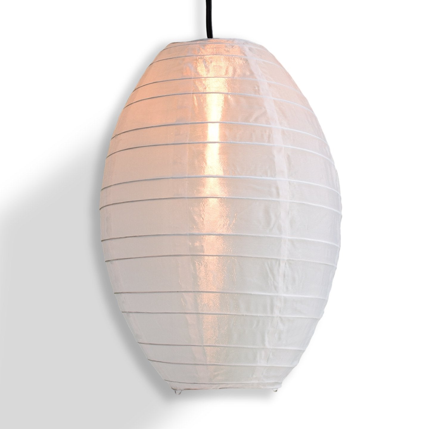 Large White Kawaii Unique Oval Egg Shaped Shimmering Nylon Lantern, 18-inch x 24-inch