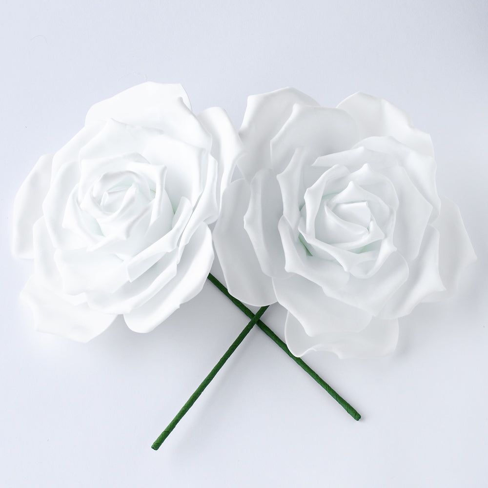 Large 12" White Garden Rose Foam Flower Backdrop Wall Decor, 3D Premade (2-PACK) for Weddings, Photo Shoots, Birthday Parties and more - PaperLanternStore.com - Paper Lanterns, Decor, Party Lights & More