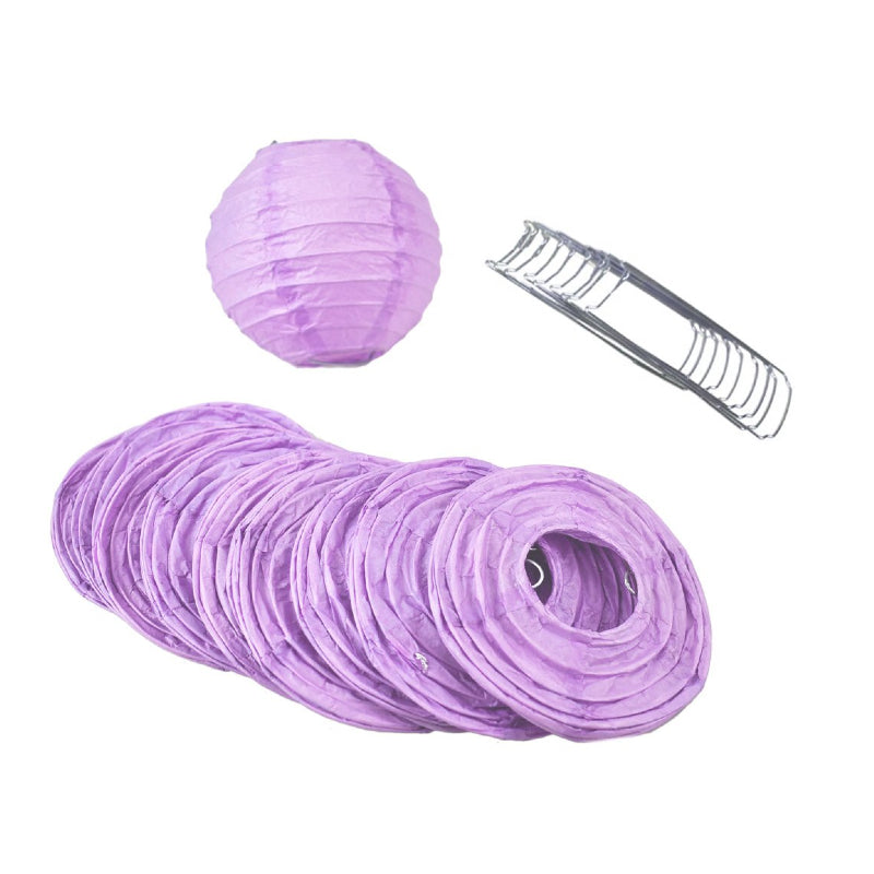4" Lavender Round Paper Lantern, Even Ribbing, Hanging Decoration (10 PACK) - PaperLanternStore.com - Paper Lanterns, Decor, Party Lights & More