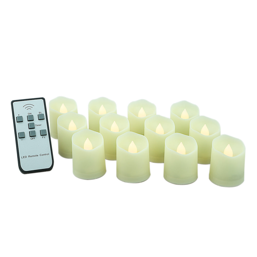 Long-Lasting Flameless LED Battery Operated Tea Lights w/ Remote Control, Timer, Dimmable, Weatherproof (12-PACK) - PaperLanternStore.com - Paper Lanterns, Decor, Party Lights & More