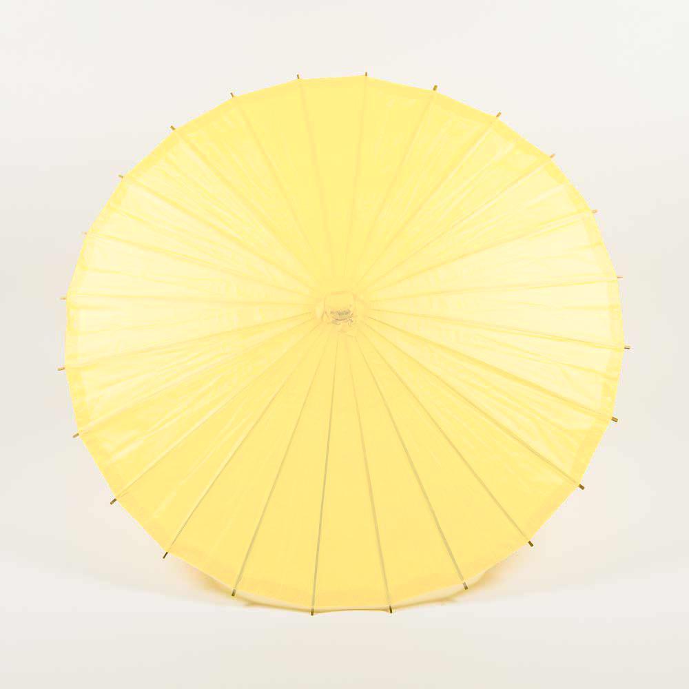 32" Lemon Yellow Chiffon Paper Parasol Umbrella with Elegant Handle