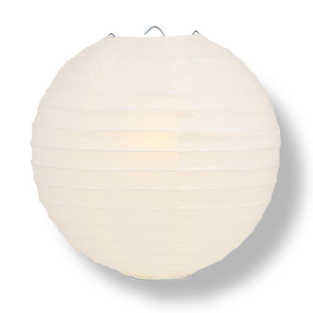 30" Beige / Ivory Jumbo Round Paper Lantern, Even Ribbing, Chinese Hanging Wedding & Party Decoration