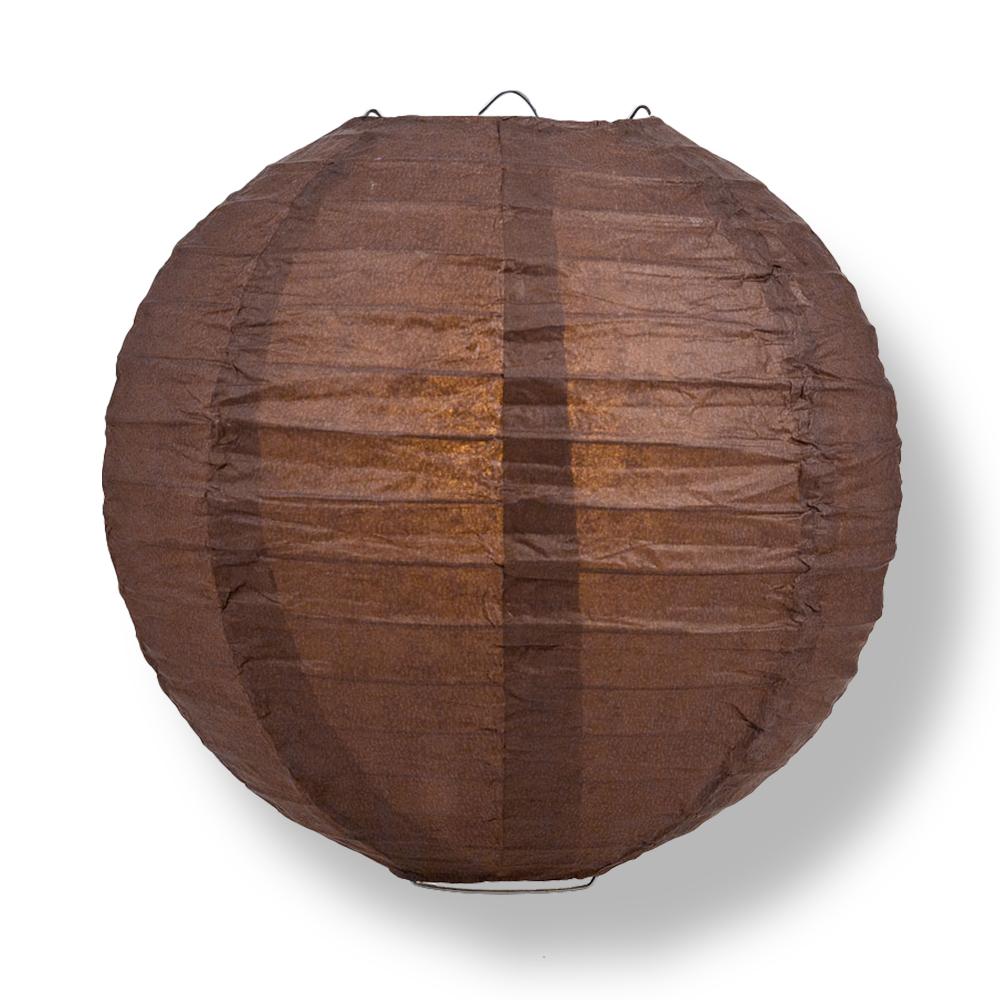 BLOWOUT 36&quot; Brown Jumbo Round Paper Lantern, Even Ribbing, Chinese Hanging Wedding &amp; Party Decoration