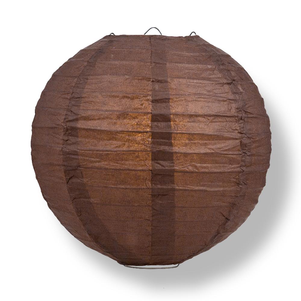36" Brown Jumbo Round Paper Lantern, Even Ribbing, Chinese Hanging Wedding & Party Decoration - PaperLanternStore.com - Paper Lanterns, Decor, Party Lights & More